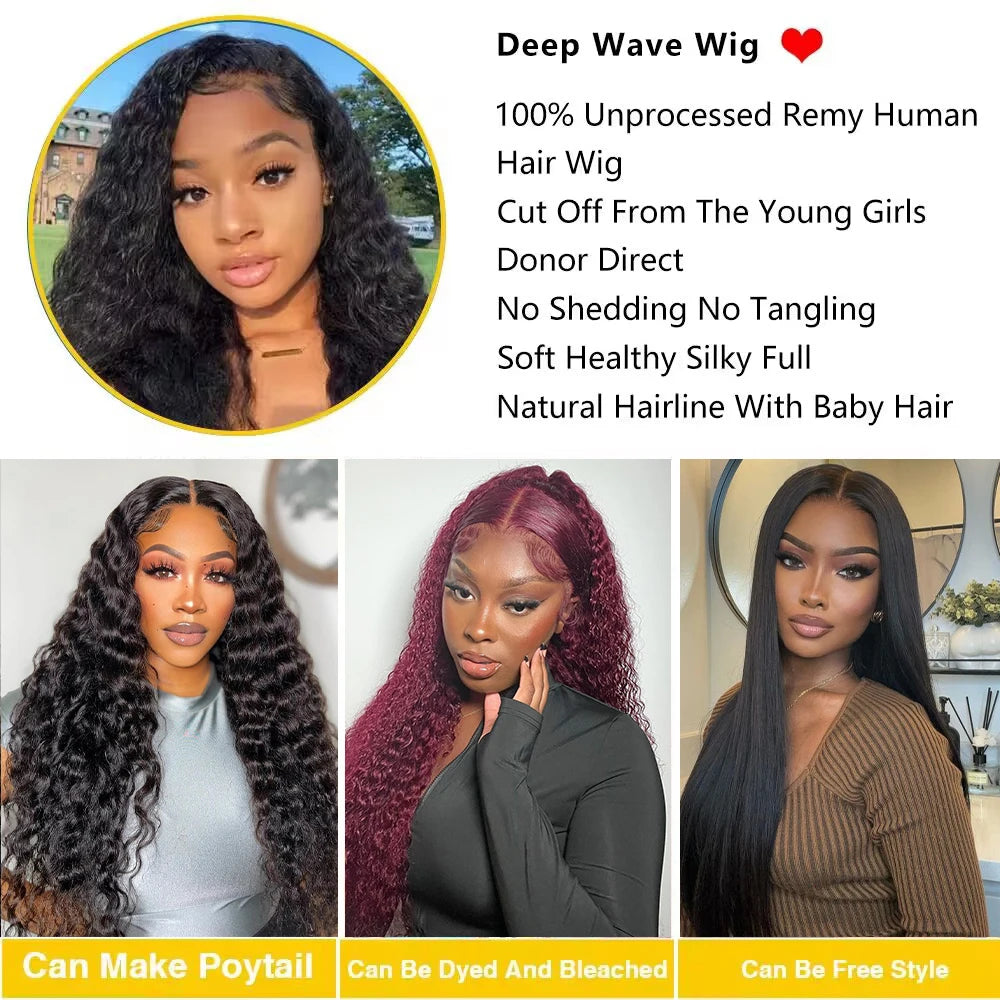 Curly Deep Wave Frontal Wig