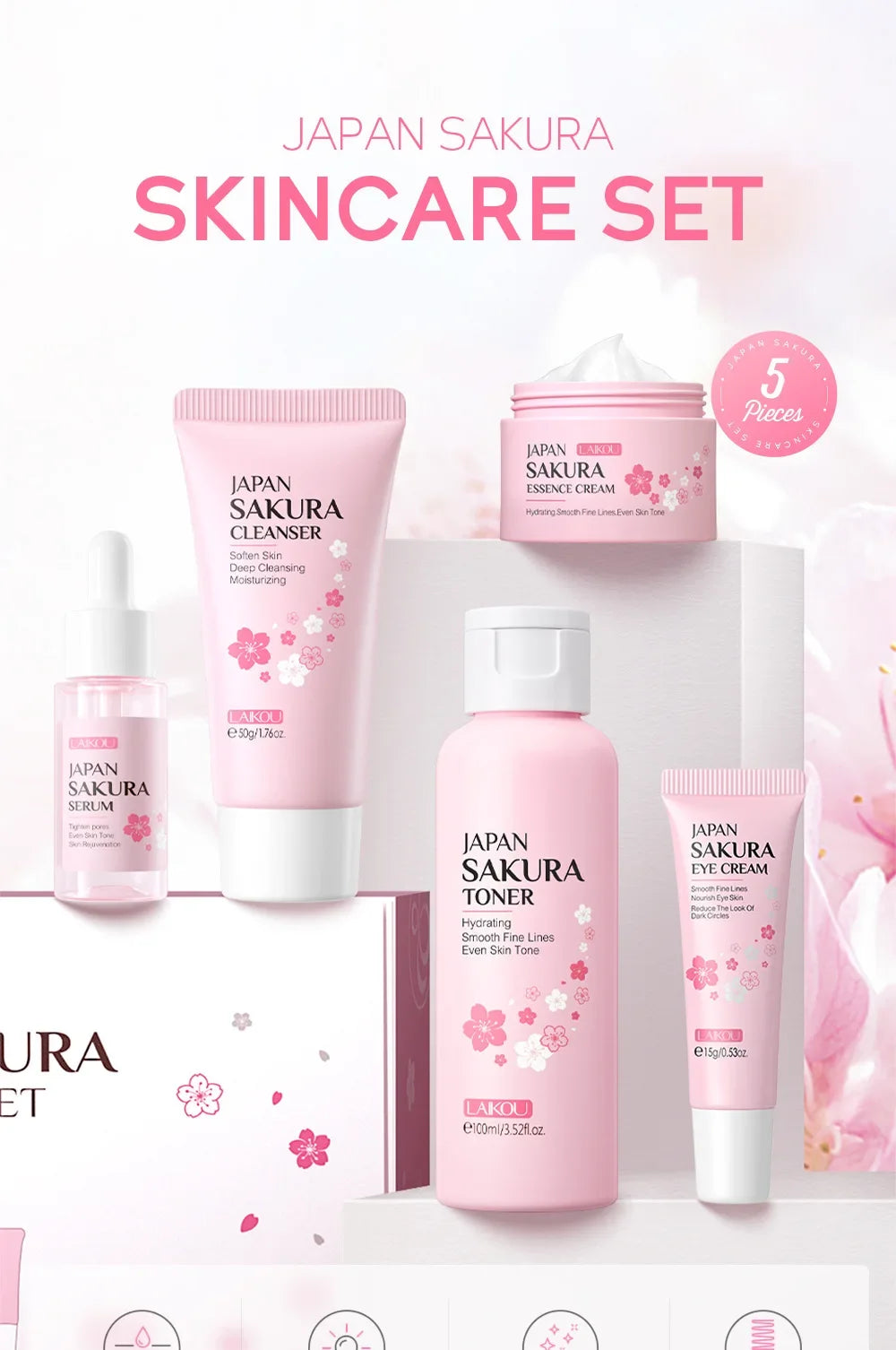 LAIKOU Sakura Kit 5 piece Skin Care Sets