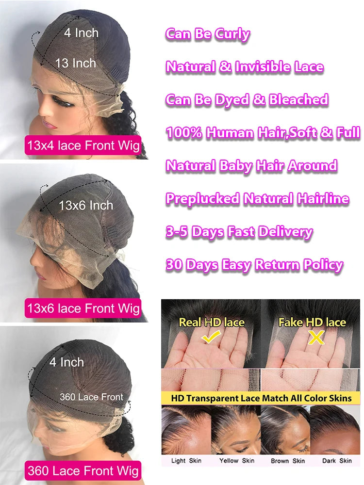 Lace Frontal Wig Human Hair 360 Brazilian