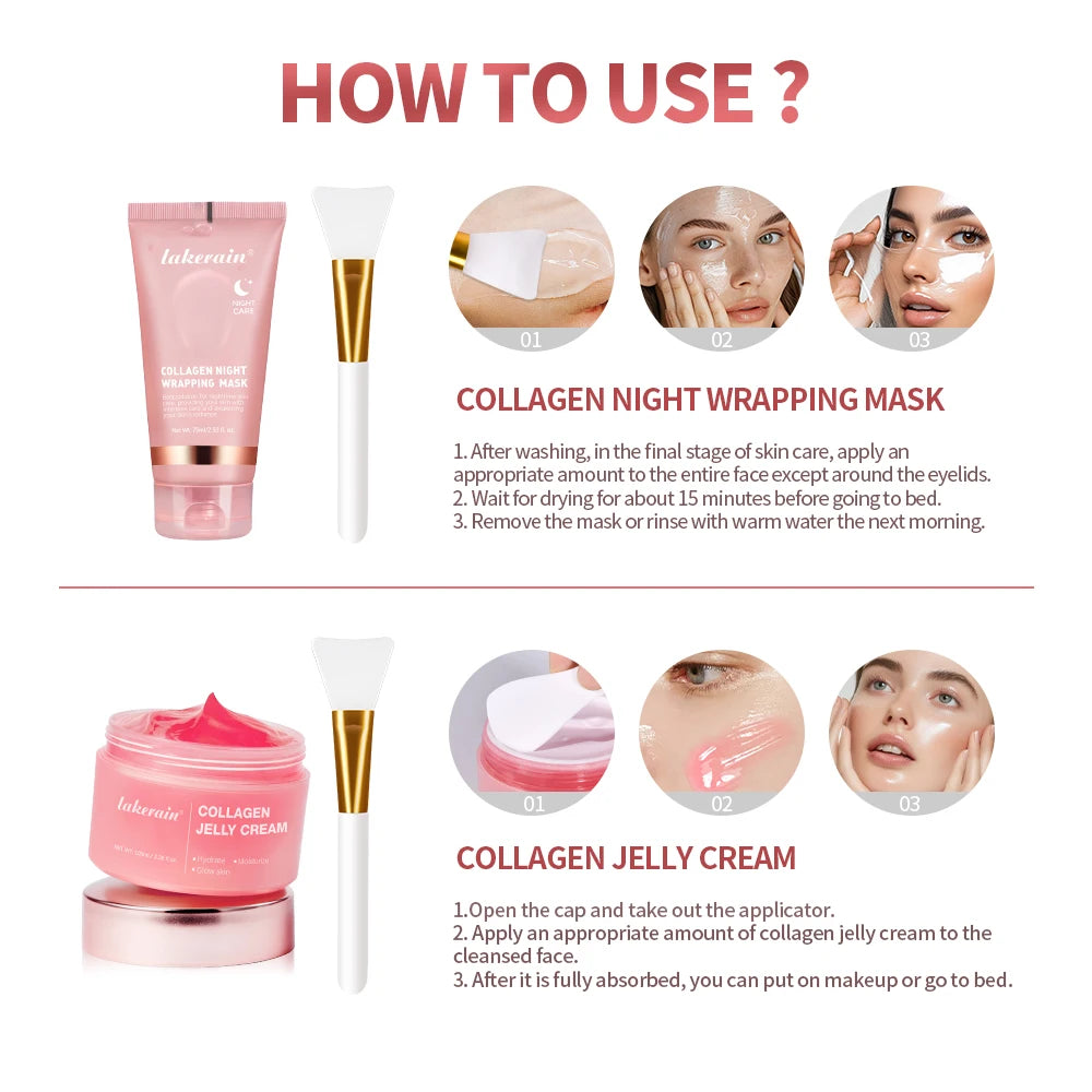Jelly Cream Hydrolyzed Collagen Overnight Facial Mask Wrap