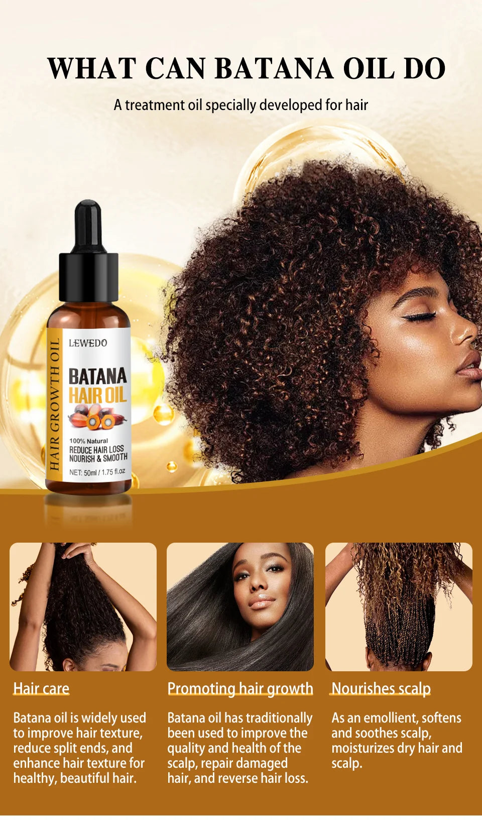 Lewedo Naturals Batana Oil Fast Hair Growth for Men Women
