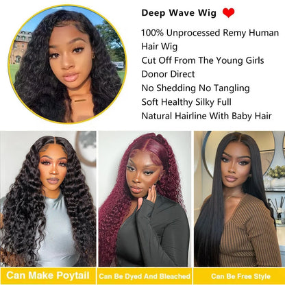 Curly Deep Wave Frontal Wig